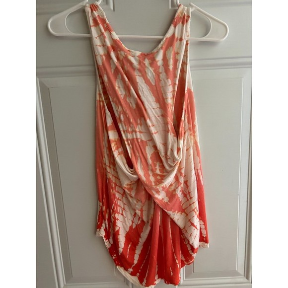 Young Fabulous & Broke Tank Top Womens Size Small Orange Tie-dye Twisted Back - Picture 4 of 4